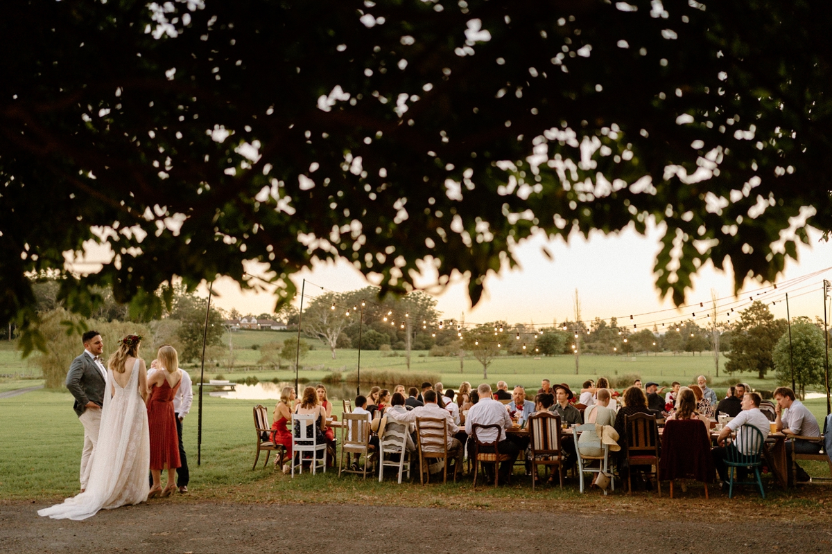 A beautiful outdoor DIY setup at a willow farm wedding in berry