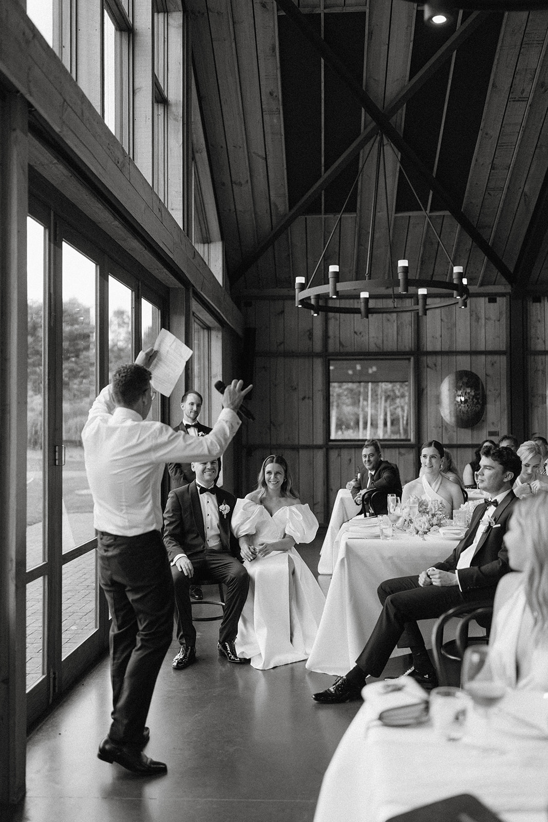 A father of the bride saying his wedding speech at The Stables, Bendooley Estate